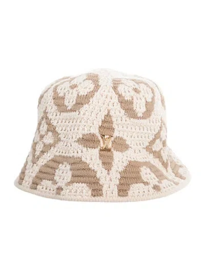 Pre-owned Louis Vuitton Knit Monogram Seaview Bucket Hat In Neutrals
