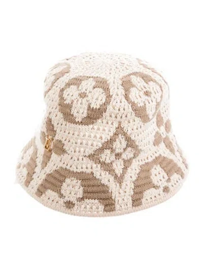 Pre-owned Louis Vuitton Knit Monogram Seaview Bucket Hat In Neutrals