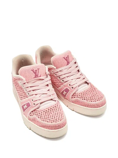 Pre-owned Louis Vuitton Knit Sneakers In Pink