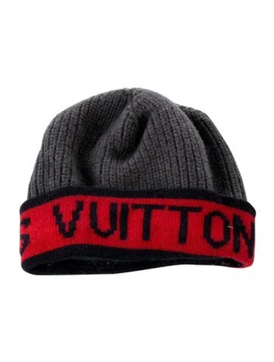Pre-owned Louis Vuitton Knit Wool Beanie In Blue/grey/red
