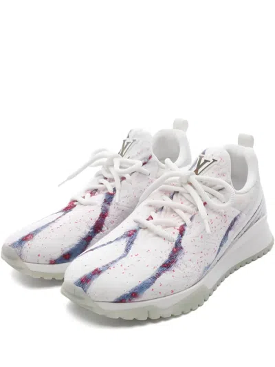 Pre-owned Louis Vuitton Knitted Lace-up Sneakers In White