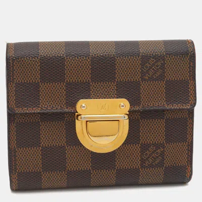 Pre-owned Louis Vuitton Koala Damier Ebene Canvas Wallet In Brown