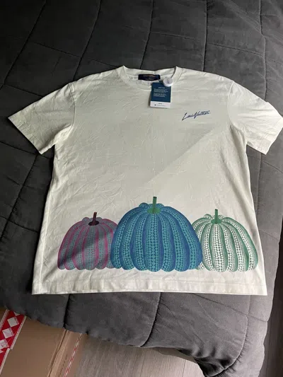 Pre-owned Louis Vuitton Kusama Pumpkin T Shirt In White