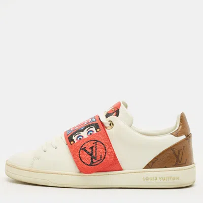 Pre-owned Louis Vuitton Kyoto Size 37 White Leather And Monogram Reverse Canvas Sneakers