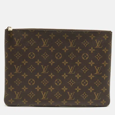 Pre-owned Louis Vuitton L Key Pouch Monogram Canvas In Brown