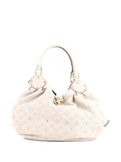 Pre-owned Louis Vuitton L Mahina Leather Hobo Bag In Neutral