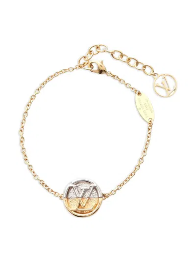 Pre-owned Louis Vuitton L To V Charm Bracelet In Gold