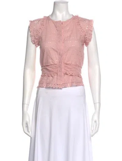 Pre-owned Louis Vuitton Lace Pattern Crew Neck Blouse In Pink