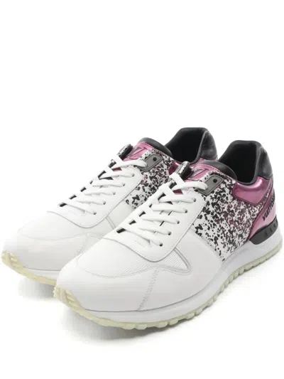 Pre-owned Louis Vuitton Lace-up Panelled Leather Sneakers In White