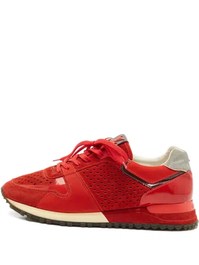Pre-owned Louis Vuitton Lace-up Sneakers In Red
