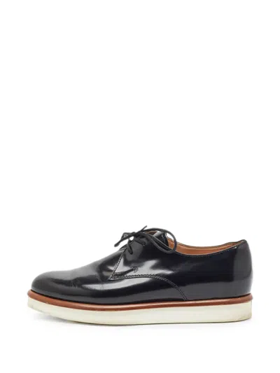 Pre-owned Louis Vuitton Lace-up Platform Derby Shoes In Black