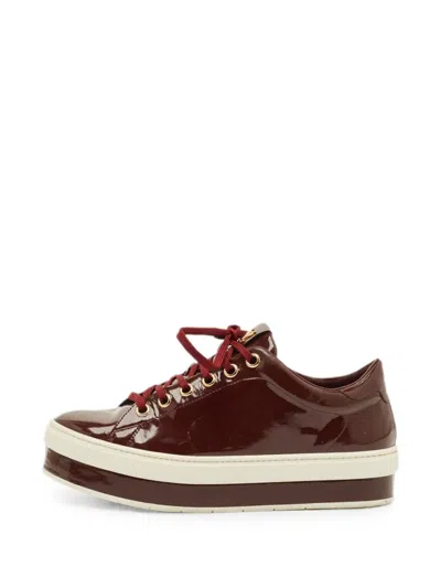 Pre-owned Louis Vuitton Lace-up Sneakers In Red