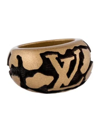 Pre-owned Louis Vuitton Lacquer & Wood Leo Monogram Ring In Multi