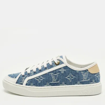 Pre-owned Louis Vuitton Lagoon Size 36 Blue Denim Lace Up Sneakers