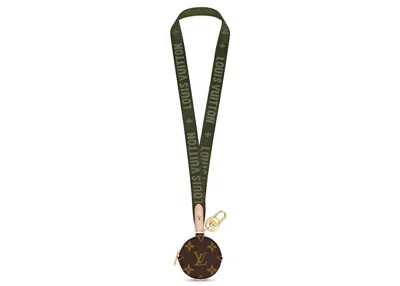 Pre-owned Louis Vuitton Lanyard Key Holder Pochette Monogram In Kaki Green