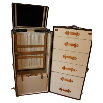 Pre-owned Louis Vuitton Large  Wardrobe Trunk ,  Trunk, Vuitton Steamer Trunk In Brown