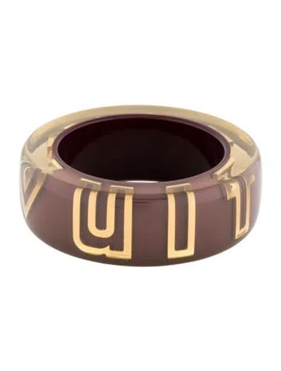 Pre-owned Louis Vuitton Large Resin Logo Bangle, 8" In Brown