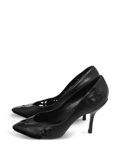 Pre-owned Louis Vuitton Laser-cut Pointed-toe Pumps In Black