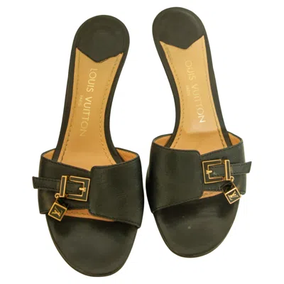 Pre-owned Louis Vuitton Late 2000s Black Leather Dice Mule Sandals Eu 38.5 Women
