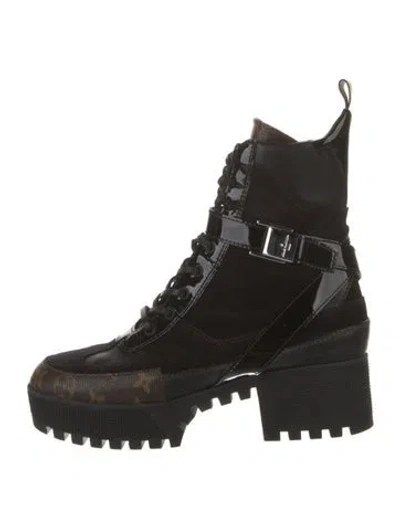 Pre-owned Louis Vuitton Laureate Lv Monogram Combat Boots In Multi
