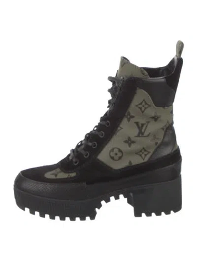 Pre-owned Louis Vuitton Laureate Lv Monogram Combat Boots In Multi