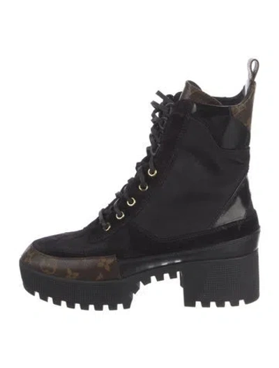 Pre-owned Louis Vuitton Laureate Lv Monogram Combat Boots In Multi