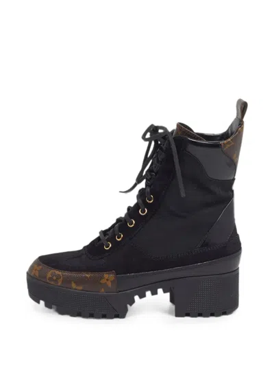 Pre-owned Louis Vuitton Laureate Monogram Ankle Boots In Black