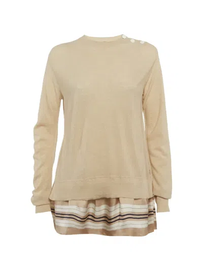 Pre-owned Louis Vuitton Layered-hem Sweater In Neutral