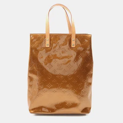 Pre-owned Louis Vuitton Lead Mm Tote Bag Vernis Leather Brown Bronze