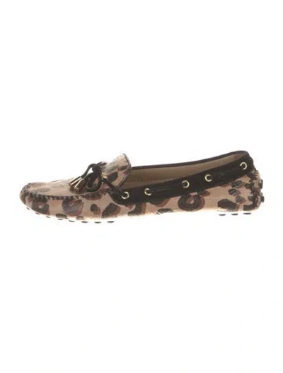Pre-owned Louis Vuitton Leather Animal Print Loafers In Brown