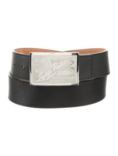 Pre-owned Louis Vuitton Leather Belt In Black