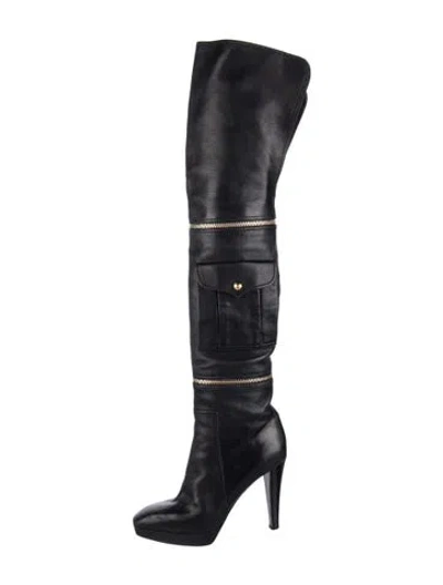 Pre-owned Louis Vuitton Leather Boots In Black/blue