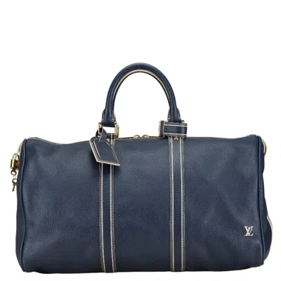 Pre-owned Louis Vuitton Leather Boston Bag Handbag () In Blue