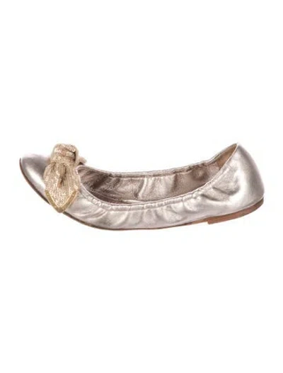 Pre-owned Louis Vuitton Leather Bow Accents Ballet Flats
