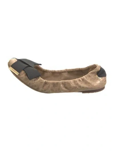 Pre-owned Louis Vuitton Leather Bow Accents Ballet Flats In Multi