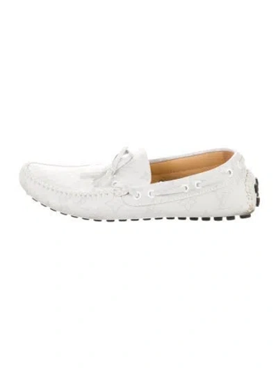 Pre-owned Louis Vuitton Leather Bow Accents Loafers In Gray