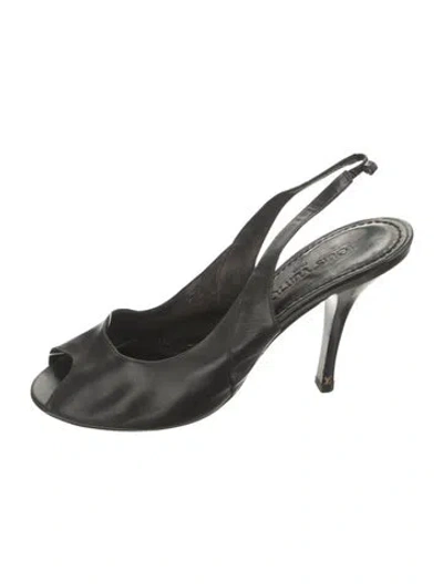 Pre-owned Louis Vuitton Leather Bow Accents Slingback Pumps In Green