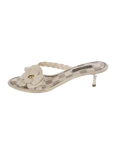 Pre-owned Louis Vuitton Leather Braided Accents Slides In Neutral