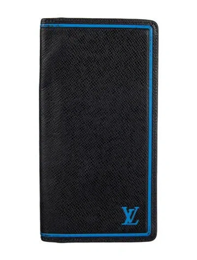 Pre-owned Louis Vuitton Leather Brazza Wallet In Black