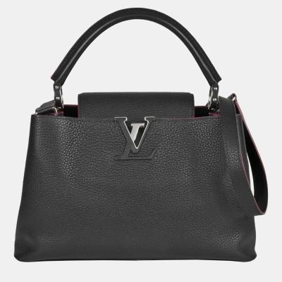 Pre-owned Louis Vuitton Leather Capucines Top Handle Bags In Black