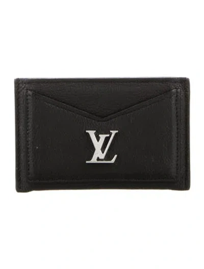 Pre-owned Louis Vuitton Leather Card Case In Black
