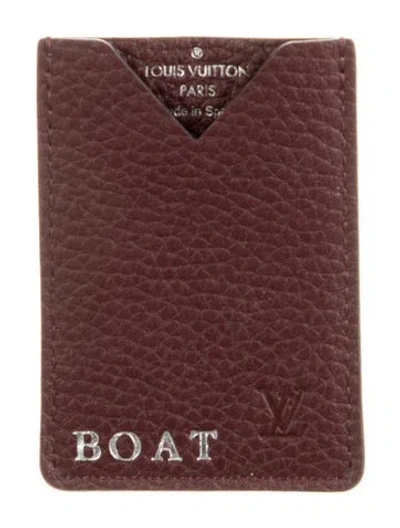 Pre-owned Louis Vuitton Leather Card Case In Burgundy