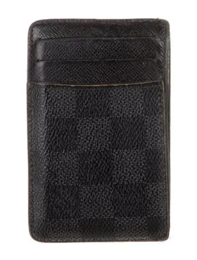 Pre-owned Louis Vuitton Leather Card Holder In Black