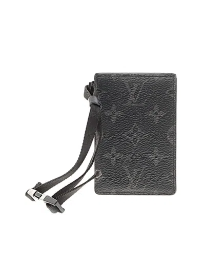 Pre-owned Louis Vuitton Leather Card Holder In Black