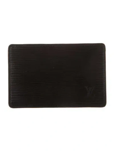 Pre-owned Louis Vuitton Leather Card Holder In Black
