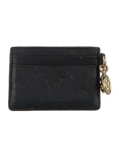 Pre-owned Louis Vuitton Leather Card Holder In Black