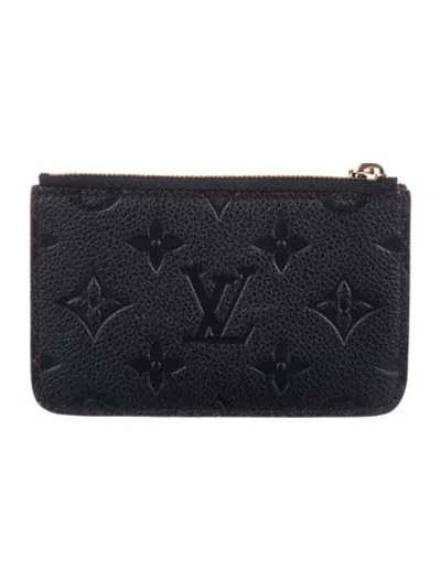 Pre-owned Louis Vuitton Leather Card Holder In Black