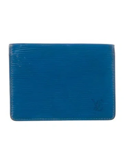 Pre-owned Louis Vuitton Leather Card Holder In Blue