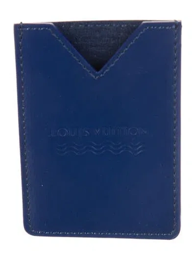 Pre-owned Louis Vuitton Leather Card Holder In Blue