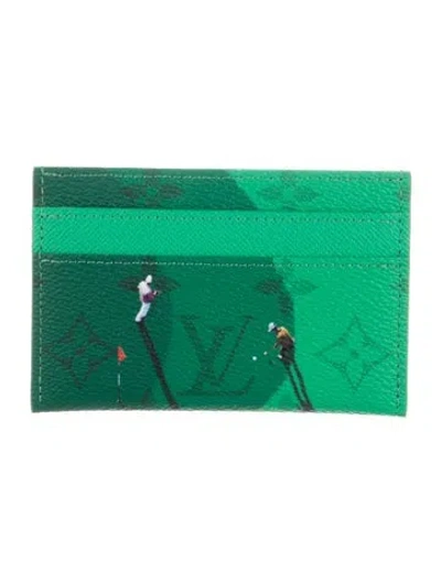 Pre-owned Louis Vuitton Leather Card Holder W/ Tags In Green